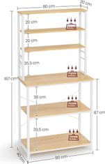 Songmics Kuchyňský regál Vasagle CUSTOM bílý/hnědý