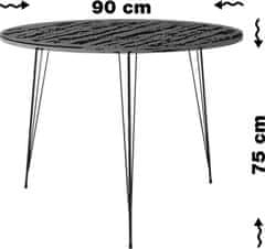 Kalune Design Kulatý jídelní stůl do obývacího pokoje Sandalf ořech