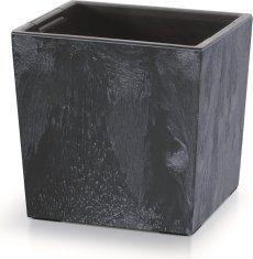 Prosperplast Květináč NURBI CUBE BETON EFFECT antracit, varianta 24 cm