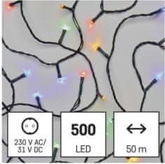 Emos LED vánoční řetěz Steny s časovačem 50 m barevný