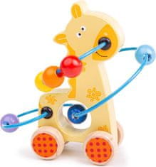 Bigjigs Toys Labyrint na kolečkách GIRAFFE žlutý