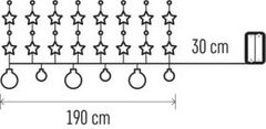 Emos LED vánoční girlanda Stříbrné koule s hvězdami 1,9 m teplá bílá