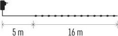 Emos LED vánoční Nanos řetěz s časovačem 16 m teplá bílá