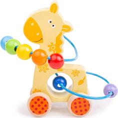 Bigjigs Toys Labyrint na kolečkách GIRAFFE žlutý