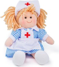 Bigjigs Toys Látková panenka Nurse Nancy 28 cm vícebarevná