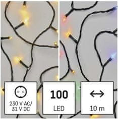 Emos LED vánoční řetěz 2v1 Multi s programy 10 m teplá bílá/barevná