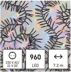 Emos LED vánoční řetěz Hedge s programy 7,2 m barevný