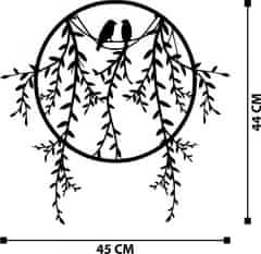 Hanah Home Nástěnná kovová dekorace Ptáčci 45x44 cm černá