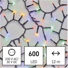 Emos LED vánoční řetěz Hedge s časovačem 12 m barevný
