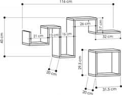 Hanah Home Nástěnná police Folov antracit
