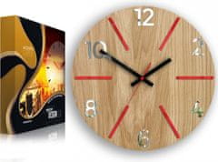 ModernClock Nástěnné hodiny Aksel Wood červeno-zrcadlové