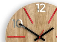 ModernClock Nástěnné hodiny Aksel Wood červeno-zrcadlové