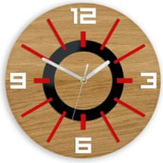 ModernClock Nástěnné hodiny Alladyn Wood červeno-černé