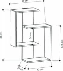 Kalune Design Moderní nástěnná polička Asir dub wotan/šedá