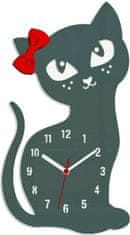 ModernClock Nástěnné hodiny Cat šedé