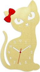 ModernClock Nástěnné hodiny Cat zlaté