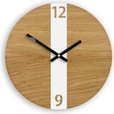 ModernClock Nástěnné hodiny Oak Belt hnědo-bílé