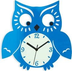 ModernClock Nástěnné hodiny Owl modré