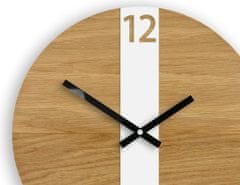 ModernClock Nástěnné hodiny Oak Belt hnědo-bílé