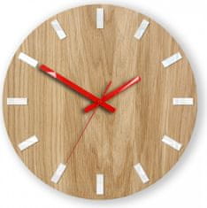 ModernClock Nástěnné hodiny Simple Oak hnědo-červené