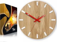 ModernClock Nástěnné hodiny Simple Oak hnědo-červené