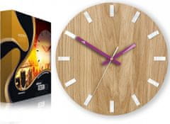 ModernClock Nástěnné hodiny Simple Oak hnědo-fialové