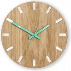 ModernClock Nástěnné hodiny Simple Oak hnědo-mátové