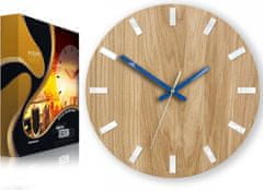 ModernClock Nástěnné hodiny Simple Oak hnědo-modré