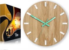 ModernClock Nástěnné hodiny Simple Oak hnědo-mátové