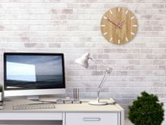 ModernClock Nástěnné hodiny Simple Oak hnědo-růžové