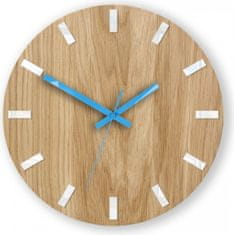 ModernClock Nástěnné hodiny Simple Oak hnědo-tyrkysové