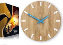 ModernClock Nástěnné hodiny Simple Oak hnědo-tyrkysové