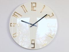 ModernClock Nástěnné hodiny Slim Gold bílé