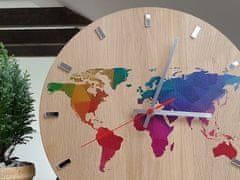 ModernClock Nástěnné hodiny World Wood hnědé