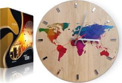 ModernClock Nástěnné hodiny World Wood hnědé