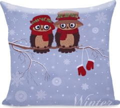 DecoKing Povlak na polštář Winter Owl 80x80 modrý, velikost 80x80