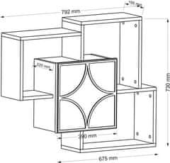 Kalune Design Nástěnná police ARCO ořech/zelená