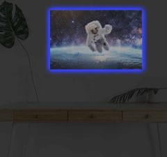 Wallity Obraz s LED osvětlením ASTRONAUT VE VESMÍRU 45 x 70 cm