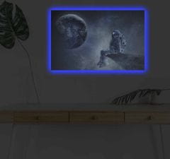 Wallity Obraz s LED osvětlením ASTRONAUT VE VESMÍRU II 45 x 70 cm