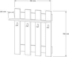 Kalune Design Nástěnný věšák s policí Carina 70 cm ořech