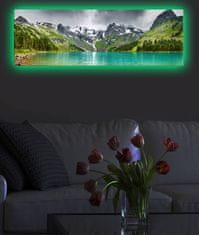 Wallity Obraz s LED osvětlením JEZERO V HORÁCH 5 30 x 90 cm