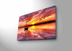 Wallity Obraz s LED osvětlením LOĎKA V ZÁPADU SLUNCE 43 45 x 70 cm