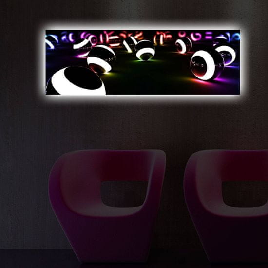 Hanah Home Obraz s led osvětlením Svítící koule 90x30 cm