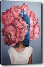 Wallity Obraz WOMAN WITH PEONY 50x70 cm růžový