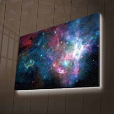 Wallity Obraz s LED osvětlením BAREVNÁ GALAXIE 45 x 70 cm