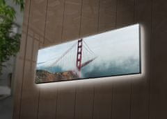 Wallity Obraz s LED osvětlením GOLDEN GATE V MLZE 64 30 x 90 cm