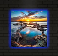 Wallity Obraz s LED osvětlením JEZERO V ZÁPADU SLUNCE 19 40 x 40 cm