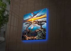 Wallity Obraz s LED osvětlením JEZERO V ZÁPADU SLUNCE 19 40 x 40 cm