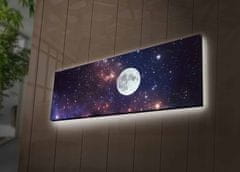 Wallity Obraz s LED osvětlením MĚSÍC NA NOČNÍM NEBI 30 x 90 cm