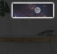 Wallity Obraz s LED osvětlením MĚSÍC NA NOČNÍM NEBI 30 x 90 cm